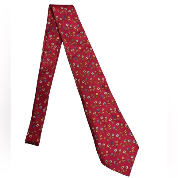 Vtg Ferragamo Necktie 100% Silk Floral - Picture 1 of 6